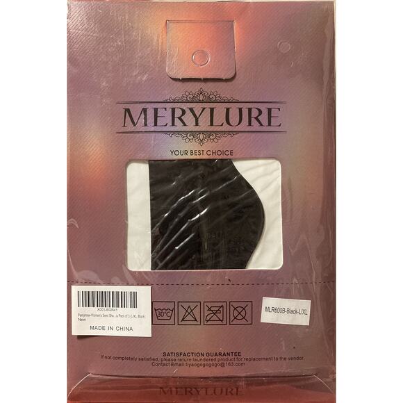 Womens Merylure Hosiery Semi Sheer Classic Pantyhose Black L-XL Pack of 3 NEW - Picture 2 of 3
